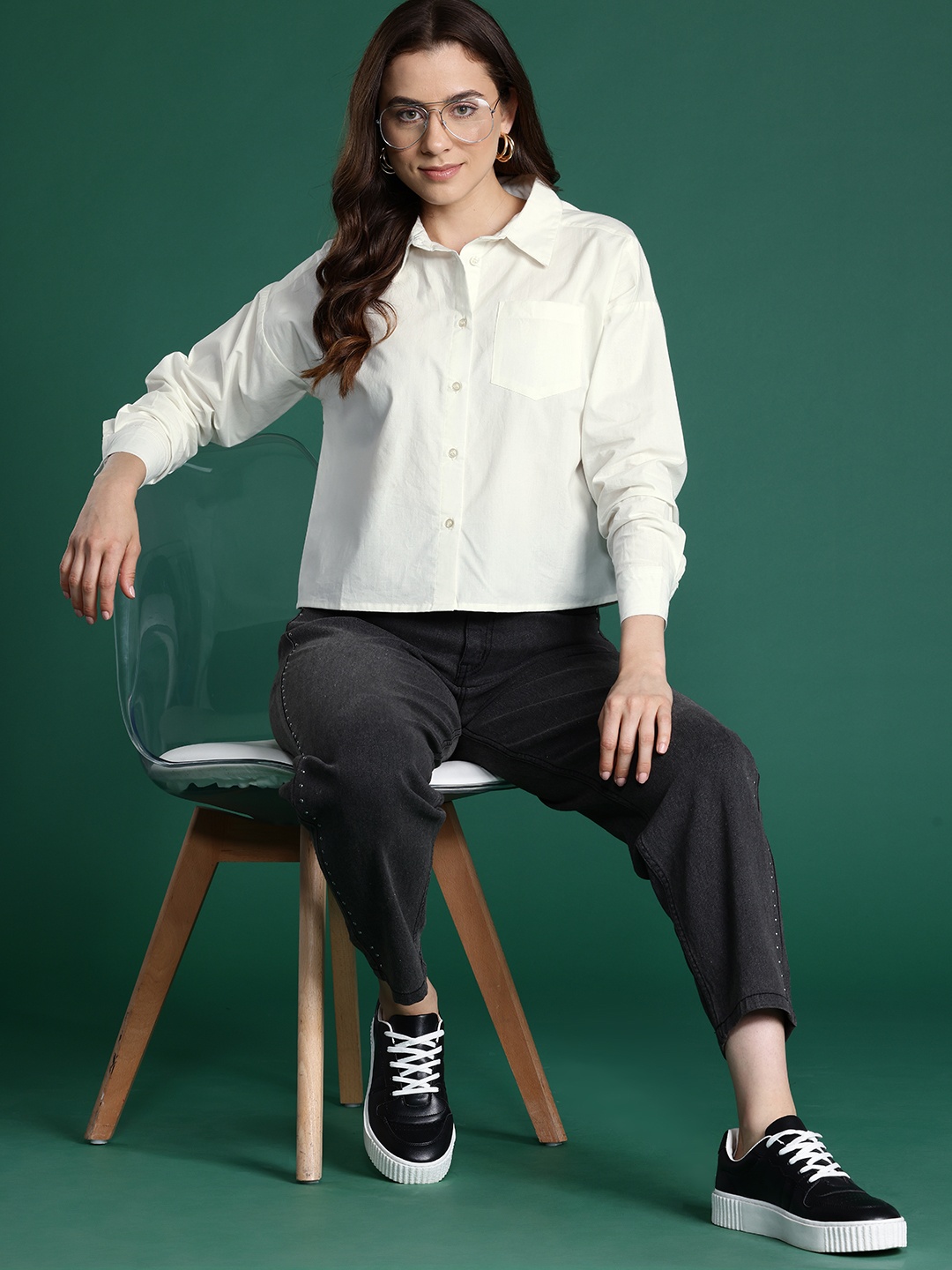 

DressBerry Pure Cotton Opaque Casual Shirt, White