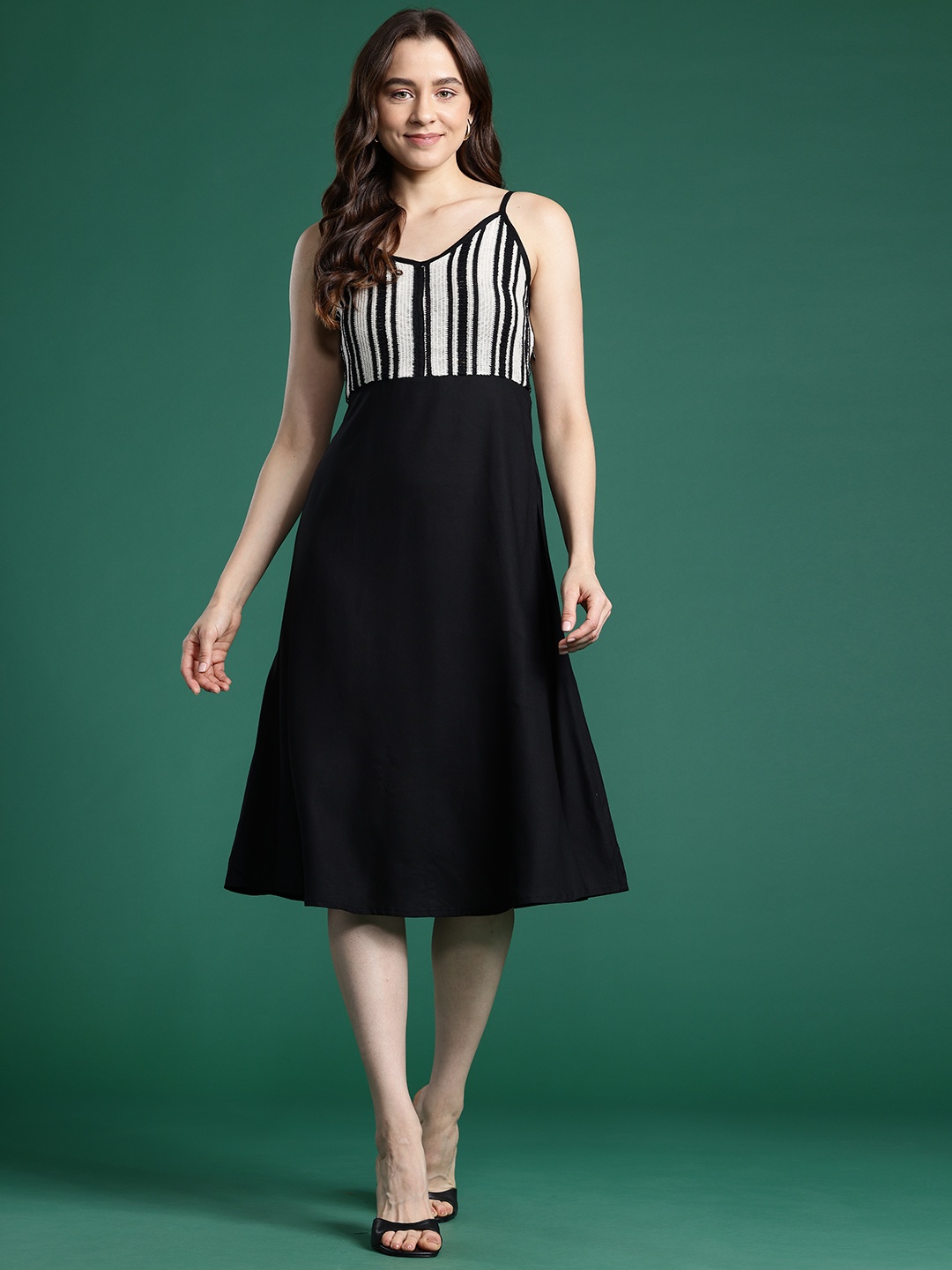

DressBerry Bizwear Crochet A-Line Dress, Black