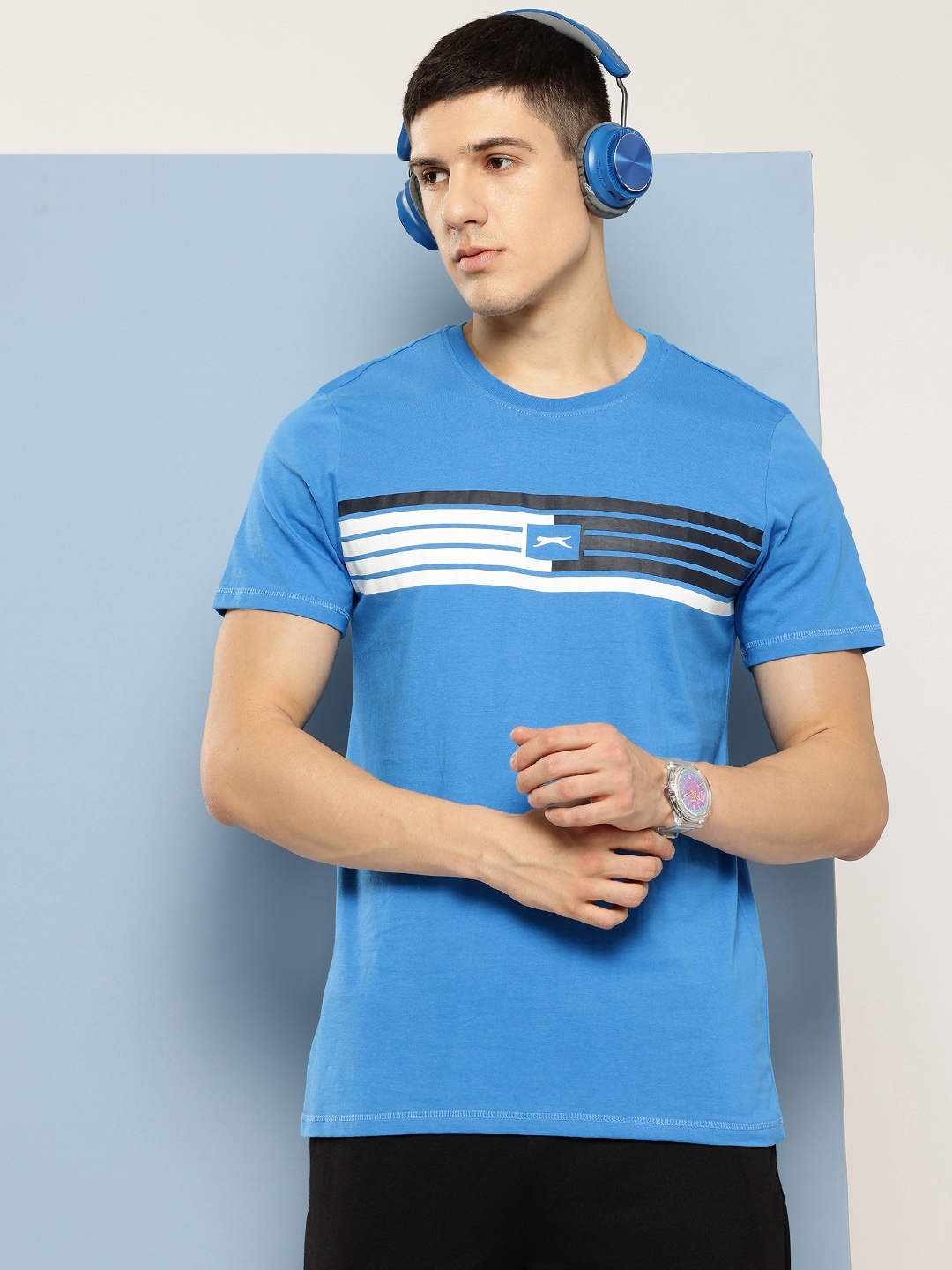 

Slazenger Striped Pure Cotton T-shirt, Blue