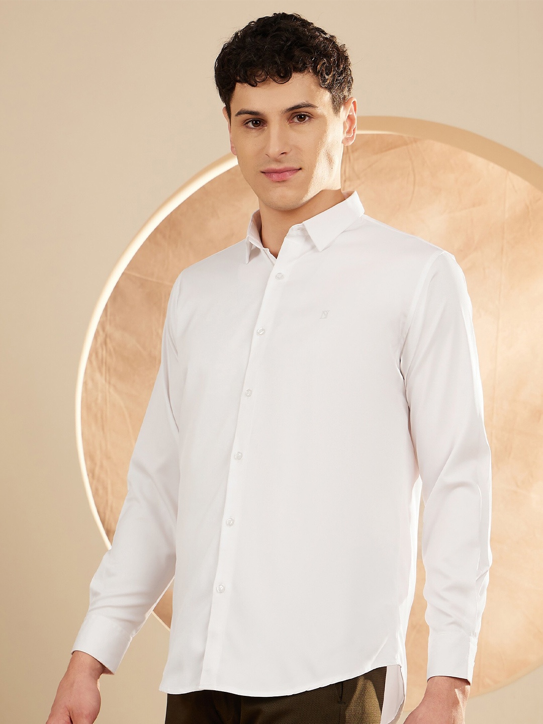 

DENNISON Men Satin Wrinkle Free Shirt, White