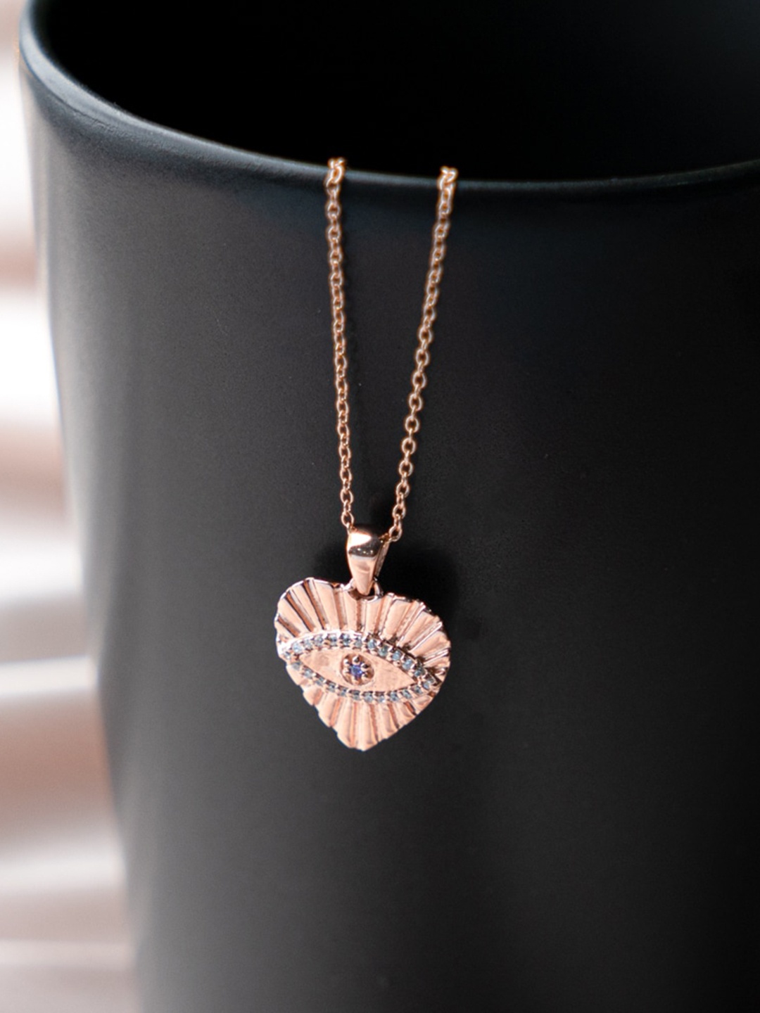 

STERLYN 925 Sterling Silver Rose Gold-Plated Heart Shaped Pendant with Chain