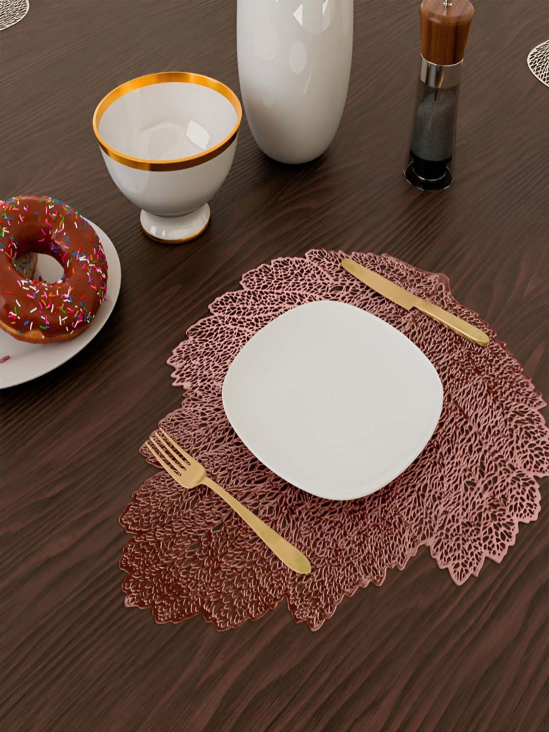 

Kuber Industries Copper Toned 6 Pcs Patta Shape Table Placemats