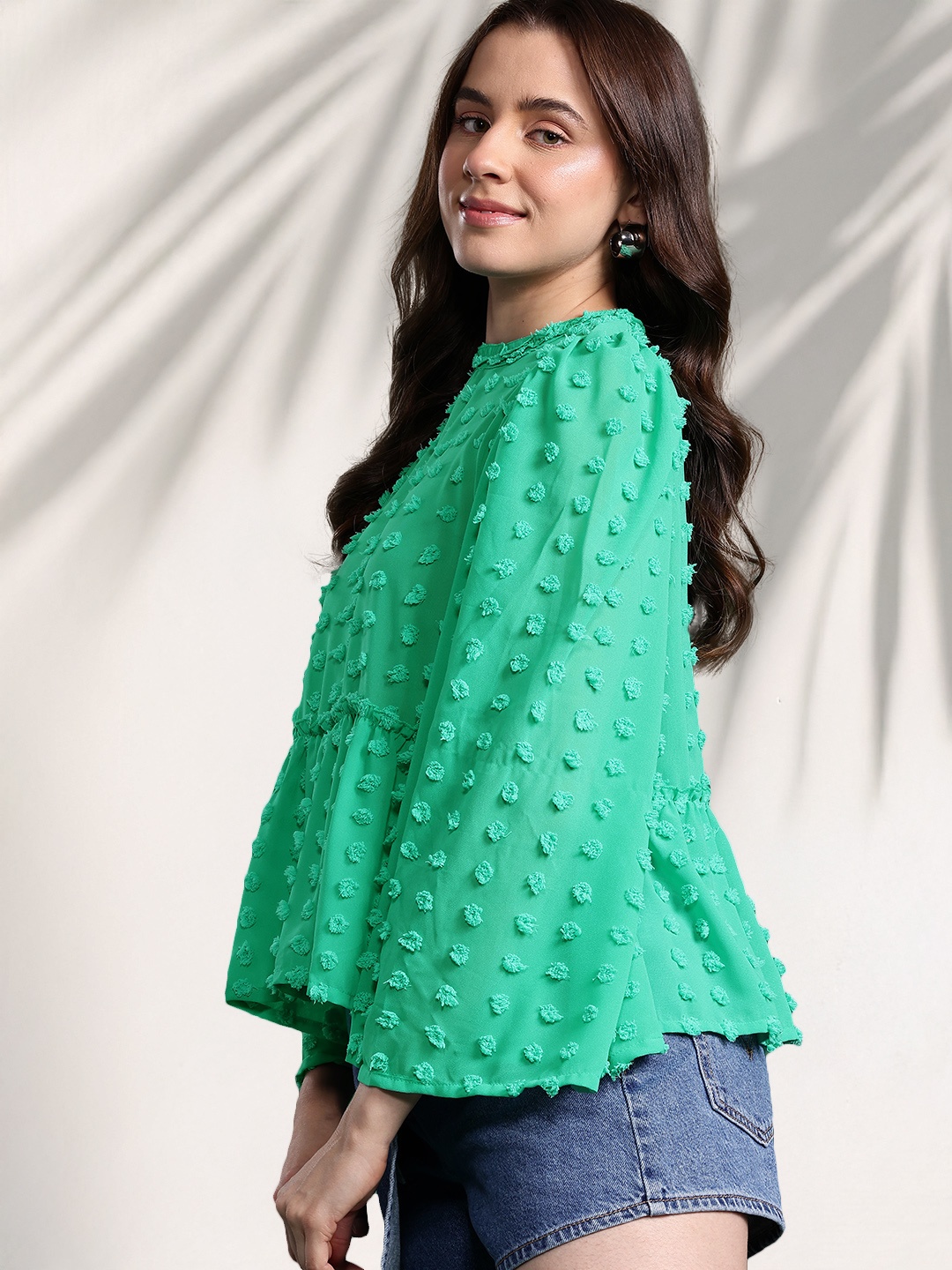 

DressBerry Bizwear Dobby Weave A-Line Top, Green