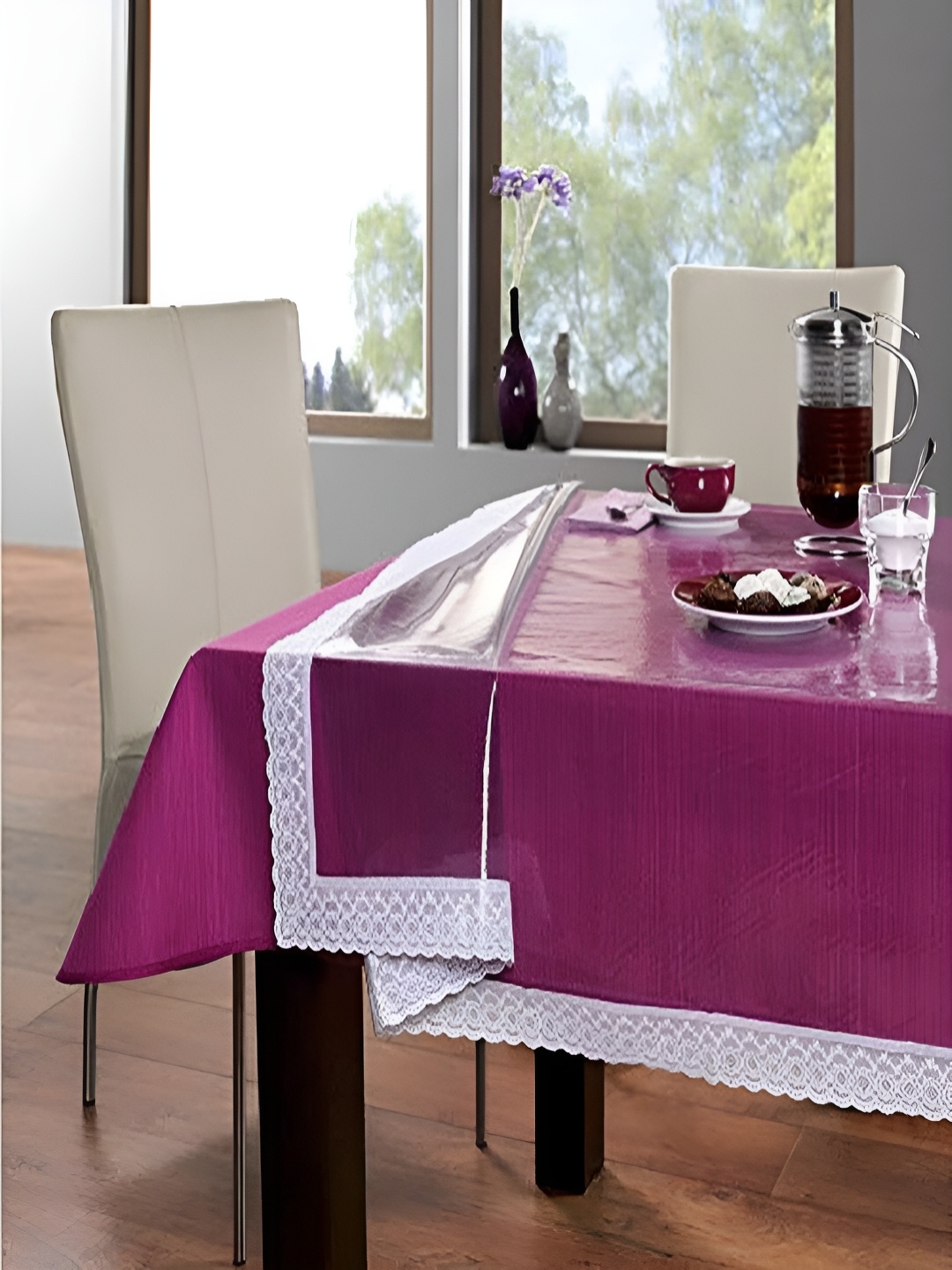 

Freelance Transparent & White 6 Seater Lace Waterproof Table Cover