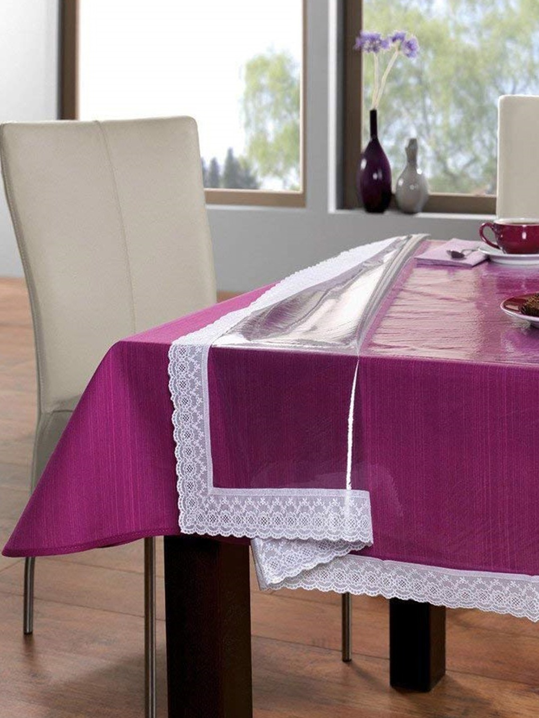 

Freelance Transparent Waterproof 4-Seater Table Cover with Embellished details