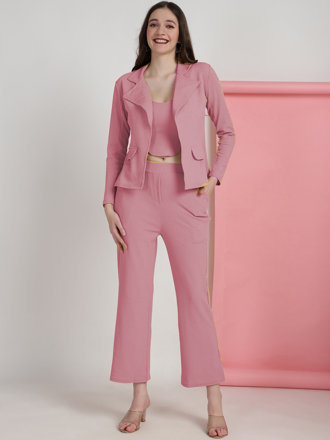 

WESTHOOD Scoop Neck Top With Trouser & Blazer, Peach
