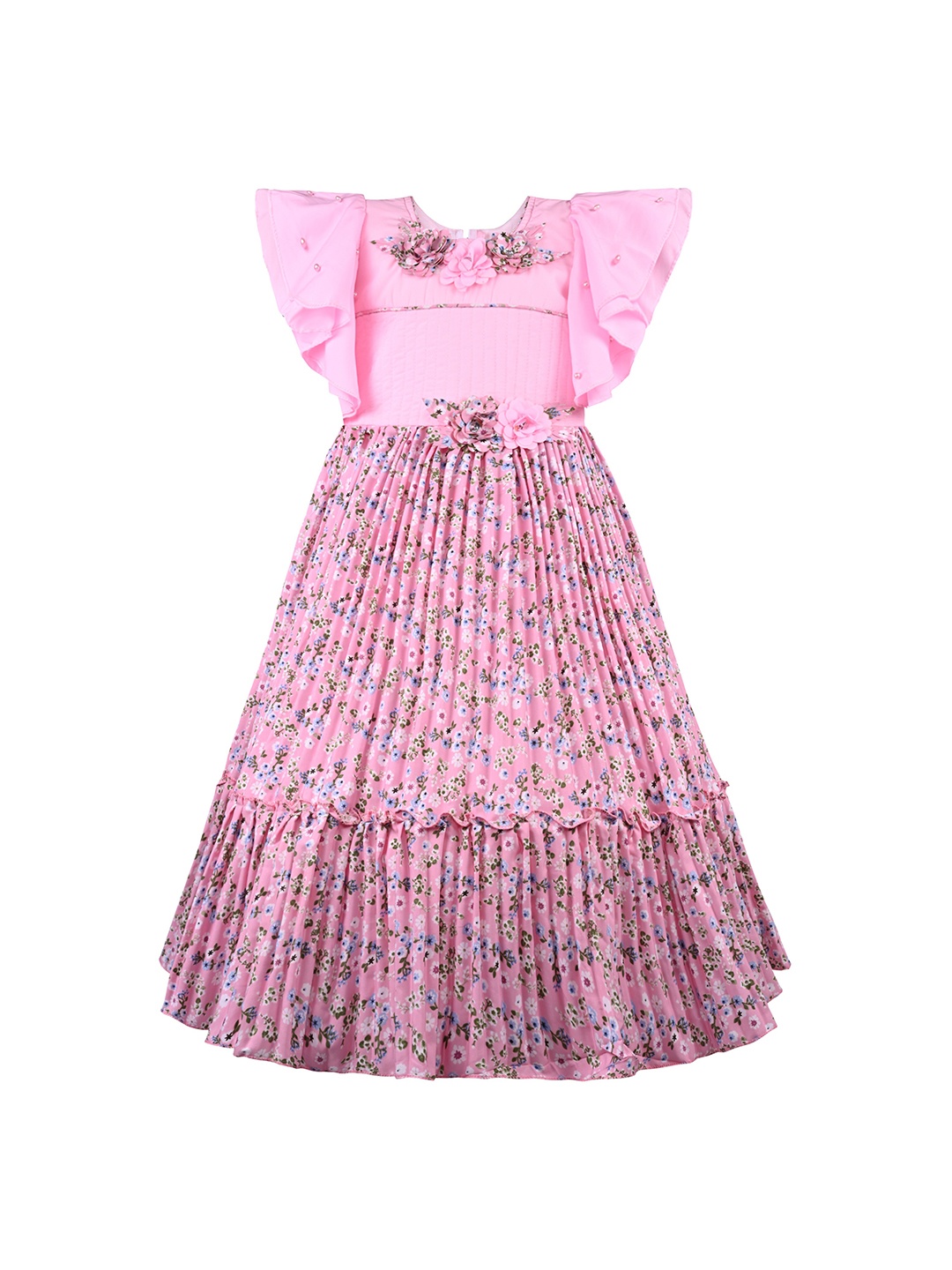 

Wish Karo Girls Floral Printed Maxi Dress, Pink