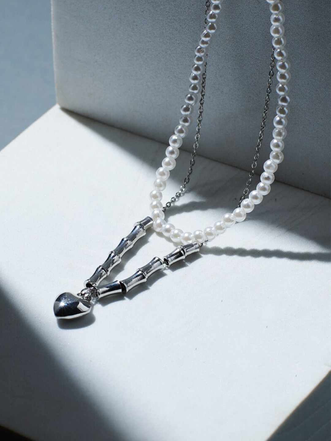 

SALTY Men Artificial Beads-Beaded Layered Chain, Silver
