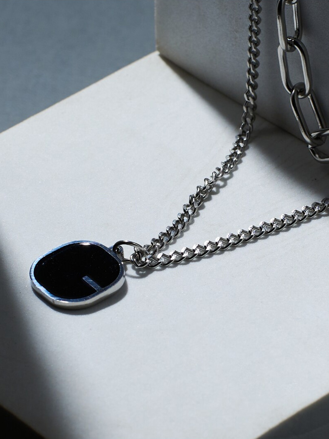 

SALTY Men Artificial Stones-Studded Layered Chain, Silver
