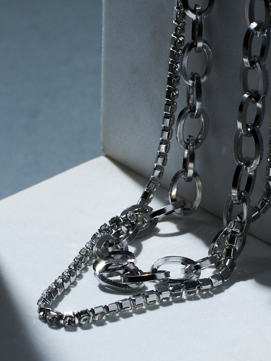 

SALTY Stainless Steel Chain Layered Chain, Silver