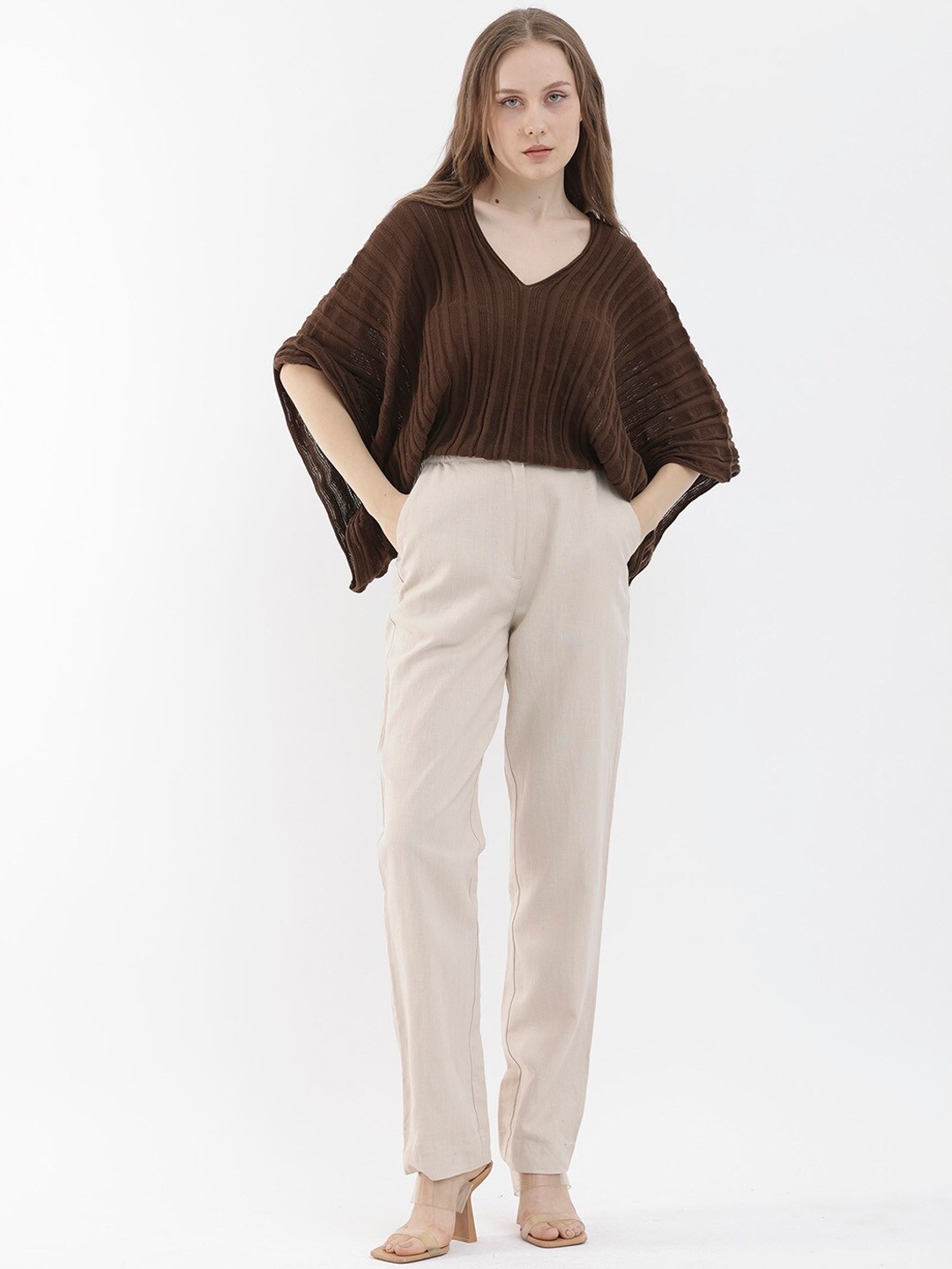 

RAREISM Women Tailored High-Rise Joggers Trousers, Beige