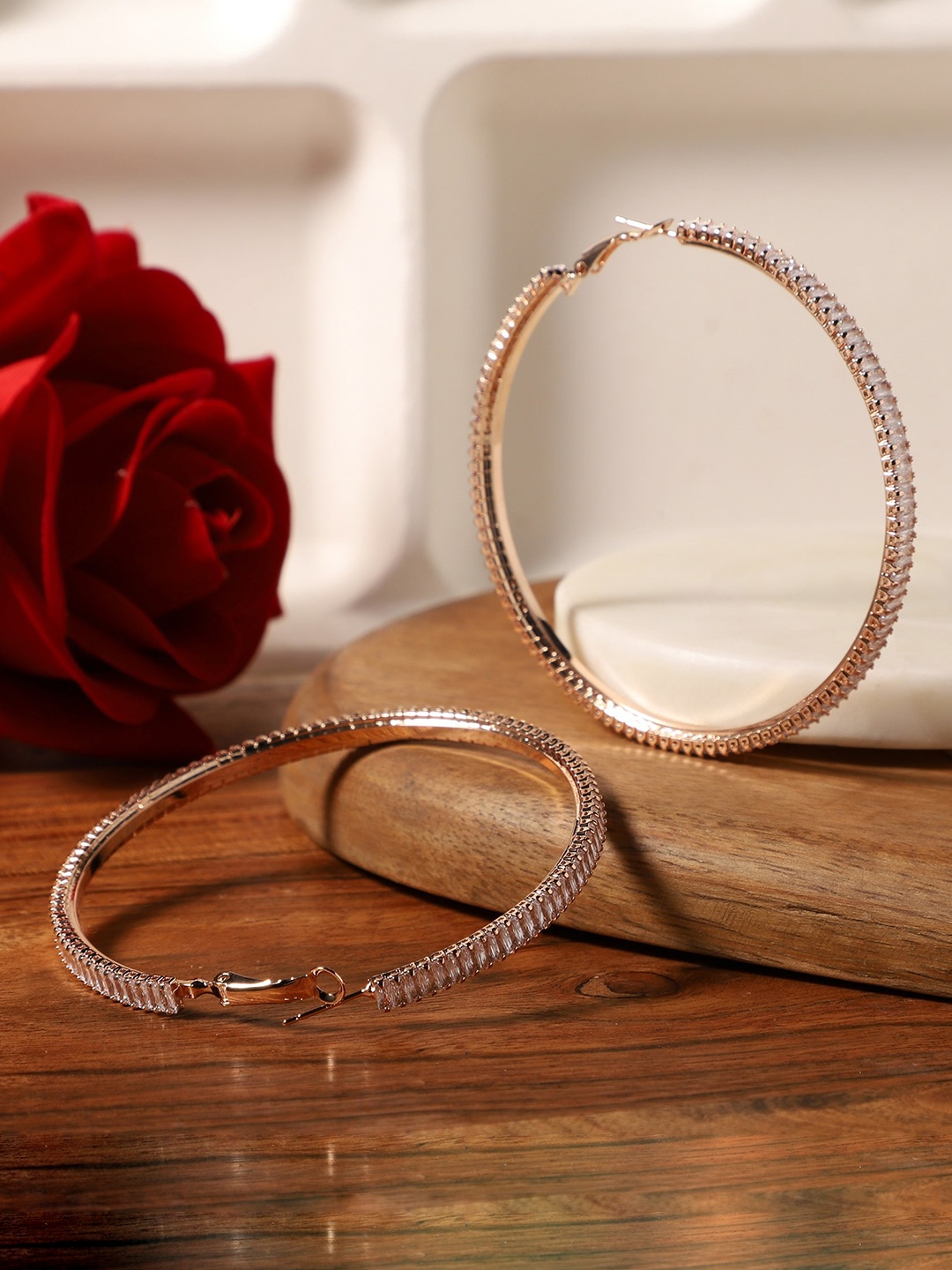 

PATOLA BY VJ Gold-Plated Contemporary Hoop Earrings, Rose gold