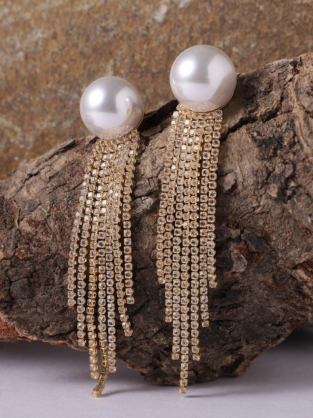 

PATOLA BY VJ Gold-Plated Beaded Contemporary Drop Earrings