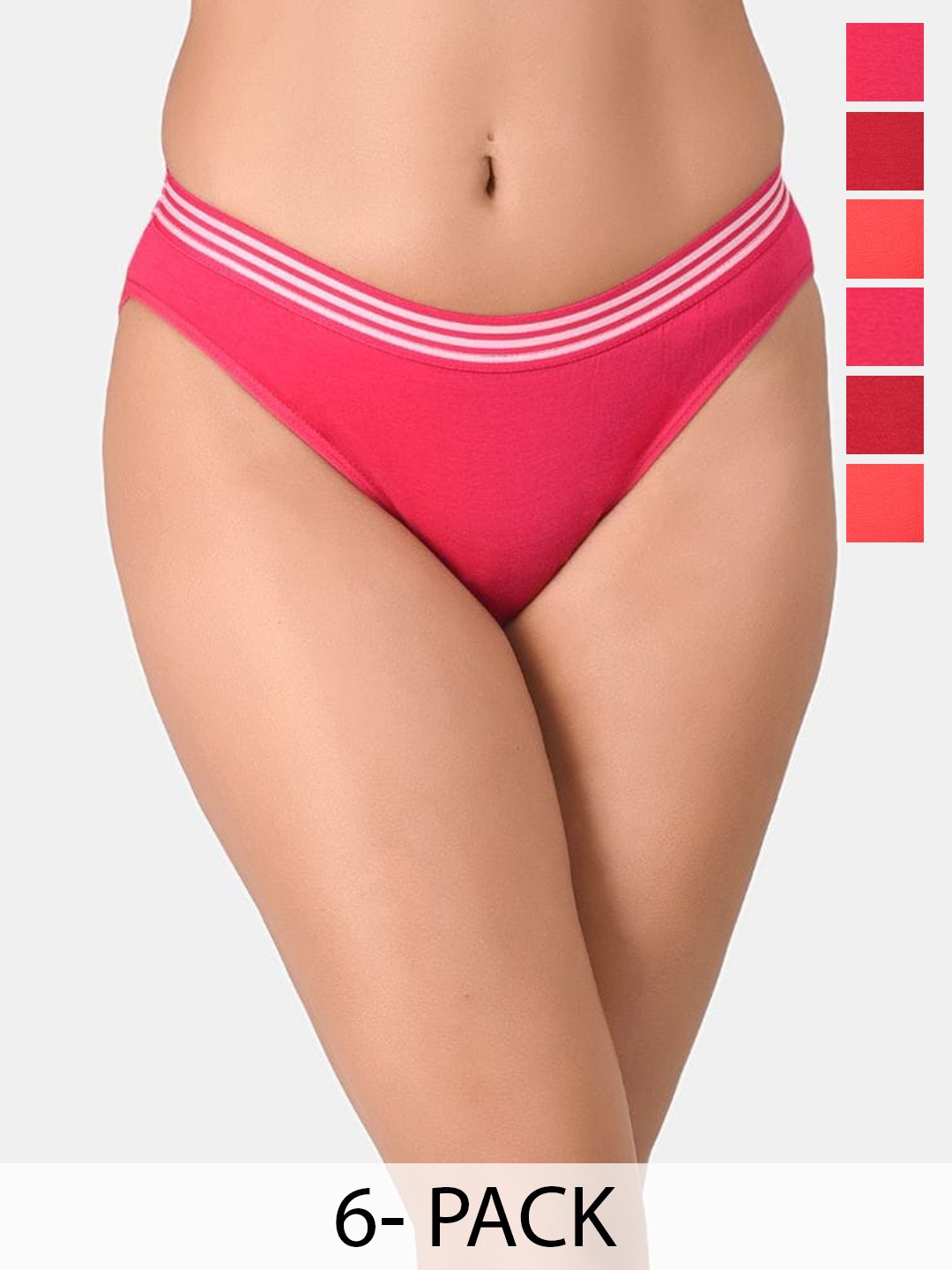 

Innocence Pack Of 6 Mid Rise Bikini Briefs, Pink