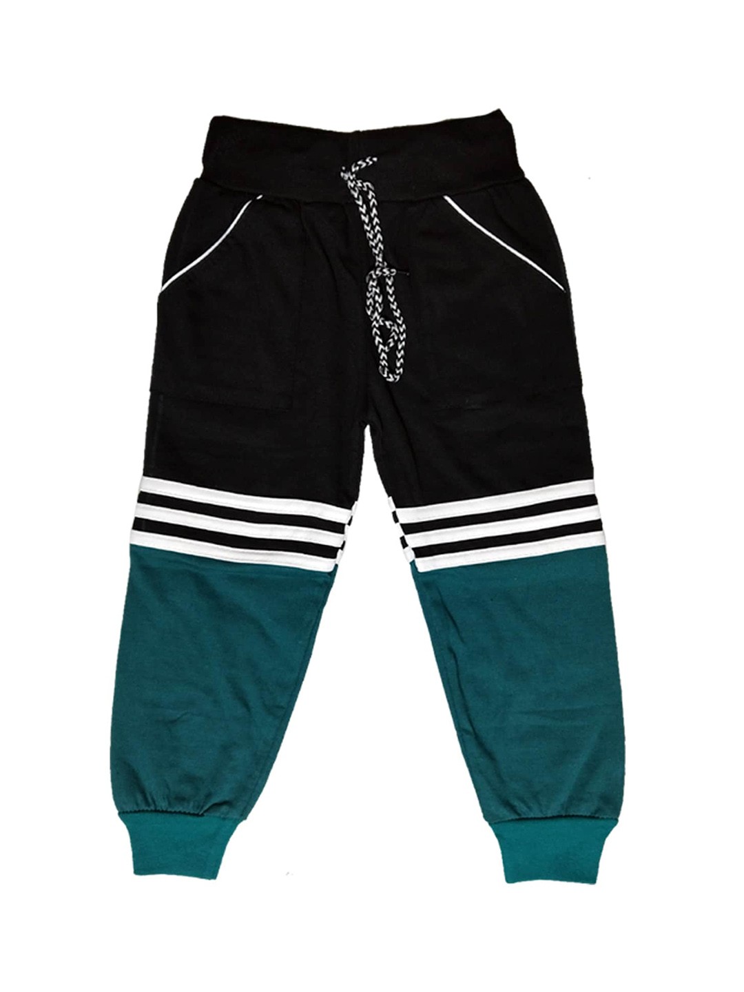 

BAESD Kids Colorblocked Mid-Rise Pure Cotton Joggers, Turquoise blue