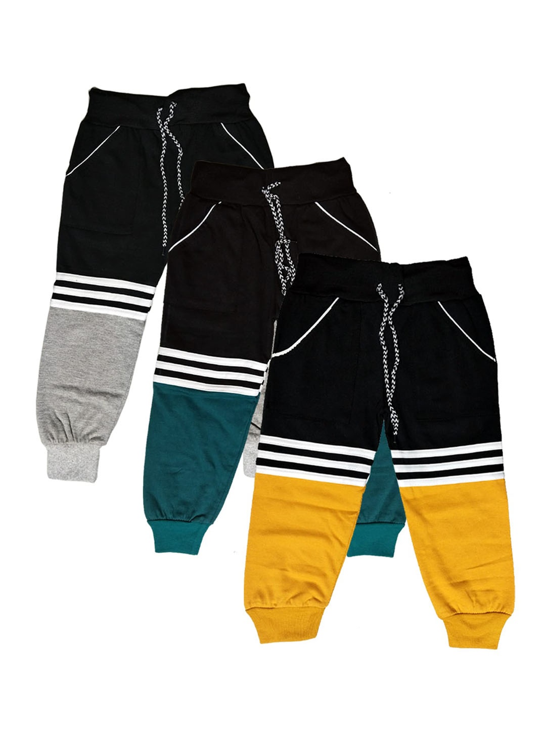 

BAESD Kids Pack of 3 Colorblocked Cotton Mid Rise Joggers, Teal