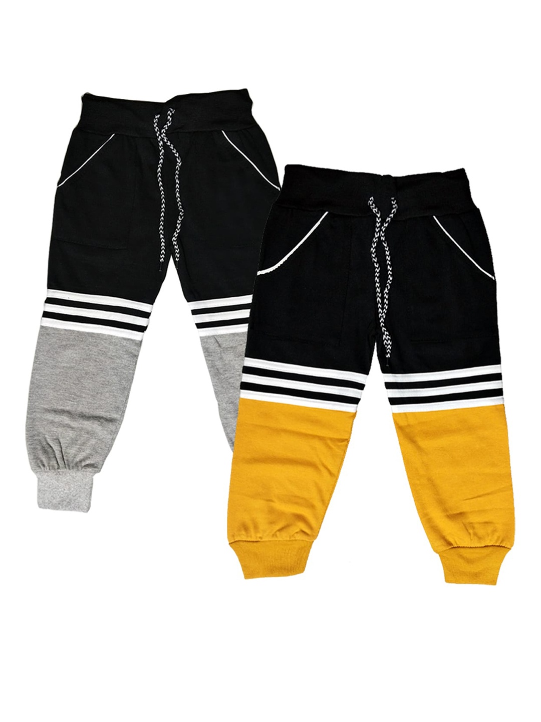 

BAESD Infants Pack Of 2 Coloblocked Pure Cotton Joggers, Yellow
