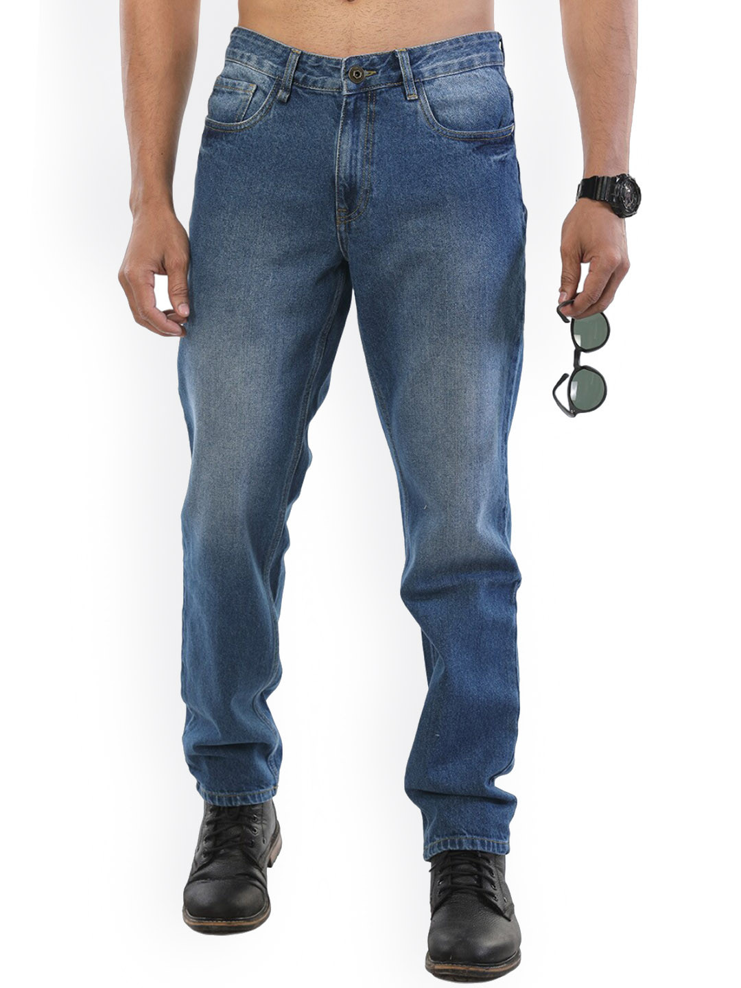 

The Roadster Lifestyle Co. Men Comfort Pure Cotton Relaxed-Fit Jeans, Blue