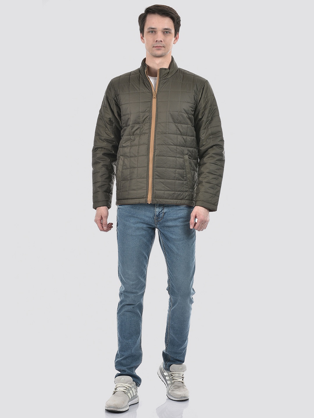 

Numero Uno Mock Collar Reversible Padded Jacket, Green