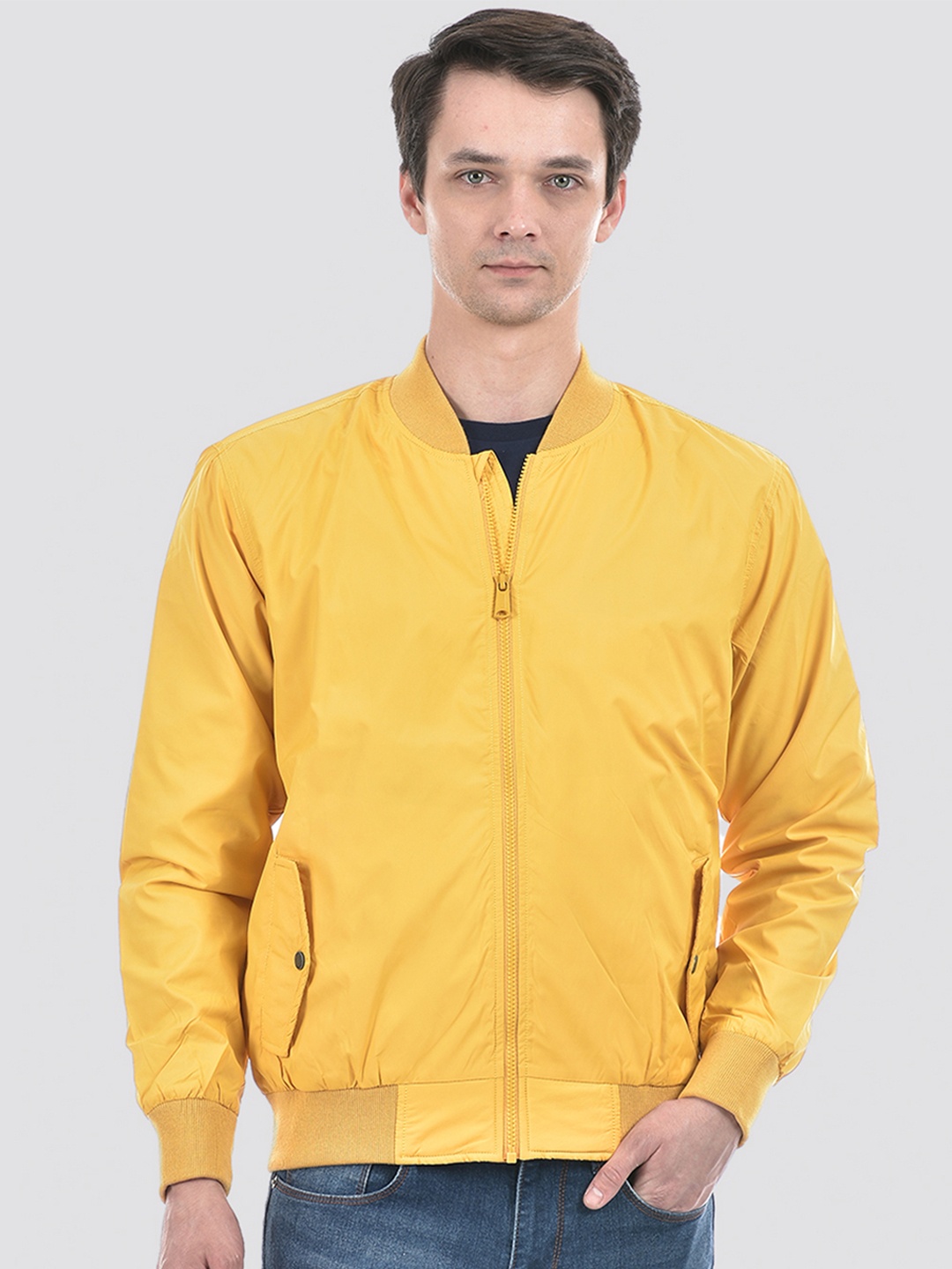 

Numero Uno Stand Collar Lightweight Bomber Jacket, Yellow