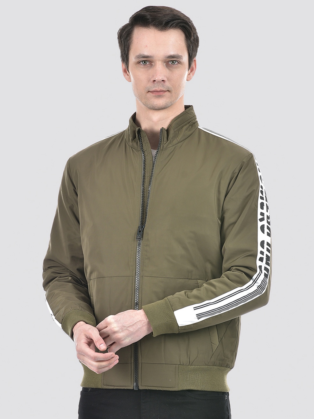 

Numero Uno Typography Printed Lightweight Jacket, Green