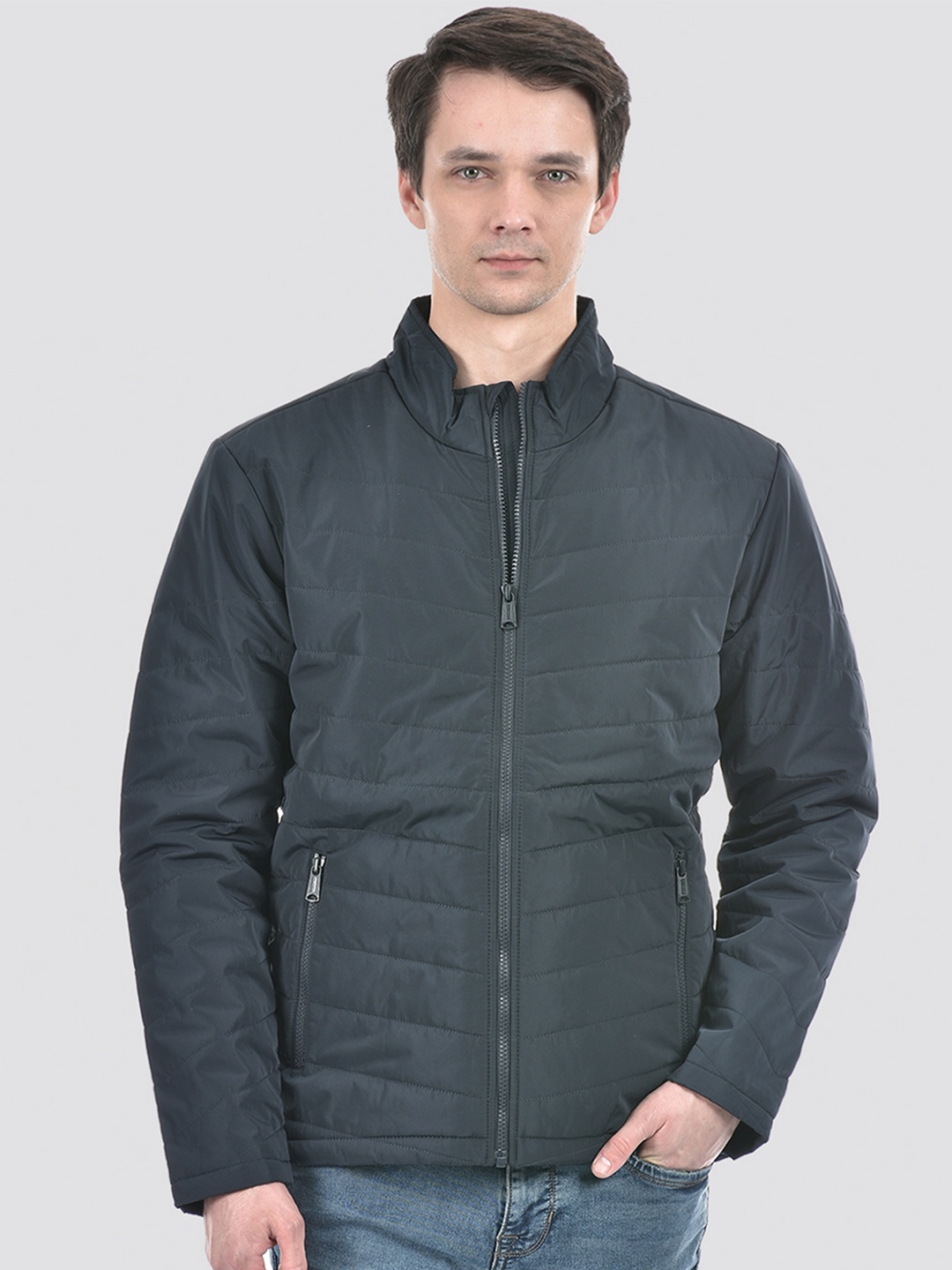 

Numero Uno Mock Collar Lightweight Padded Jacket, Navy blue