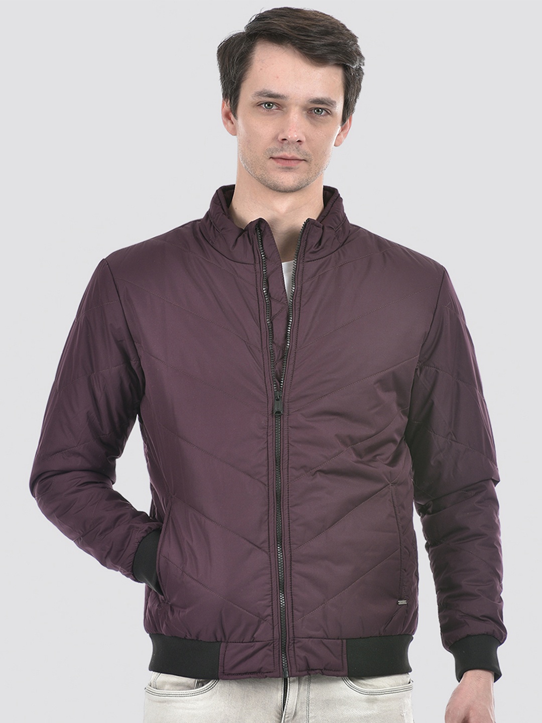 

Numero Uno Mock Collar Lightweight Padded Jacket, Purple