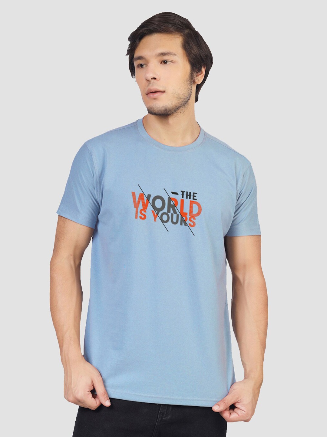 

Greylongg Typography Printed T-shirt, Blue