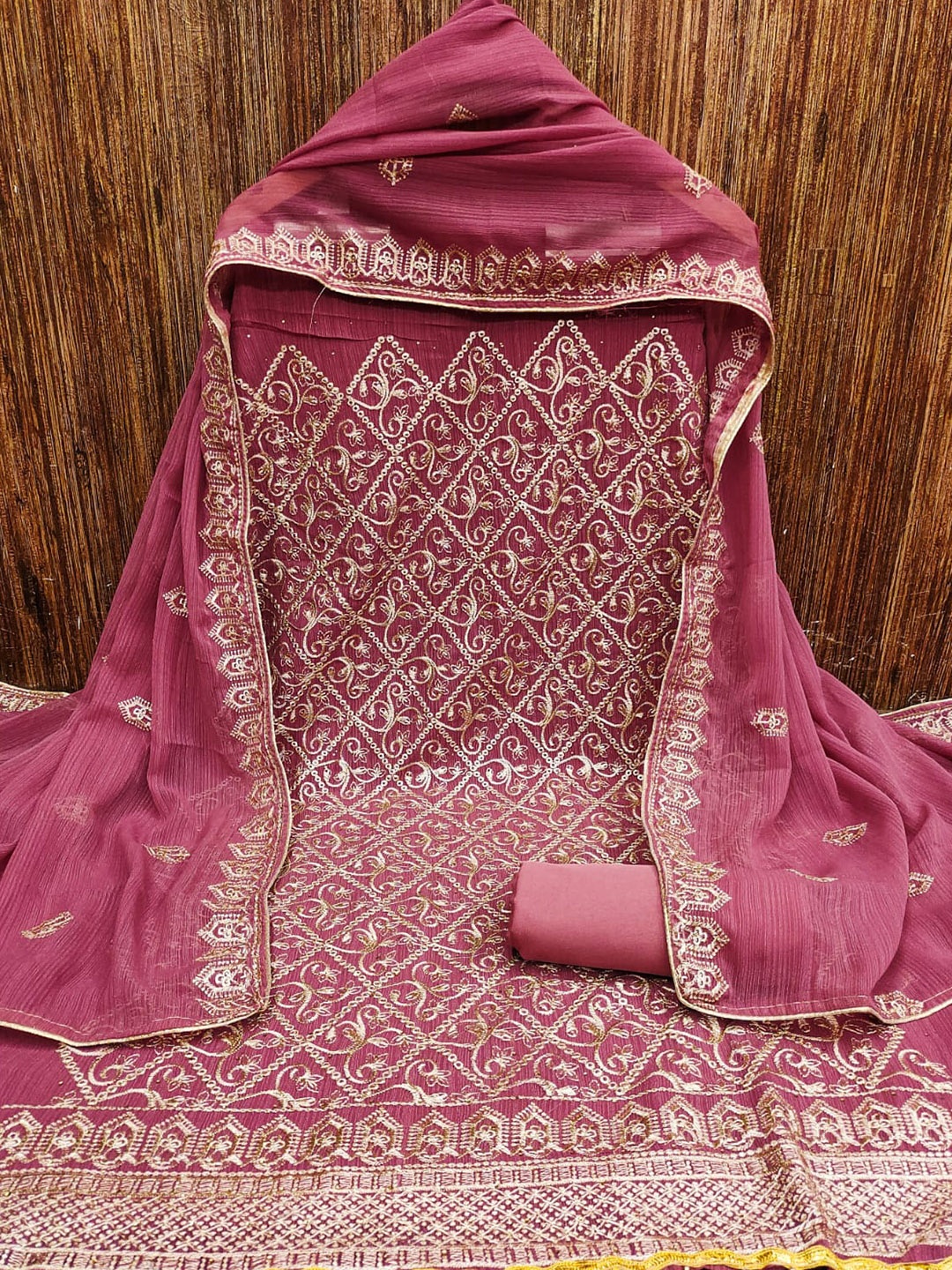

ZEEPKART Unstitched Dress Material, Pink