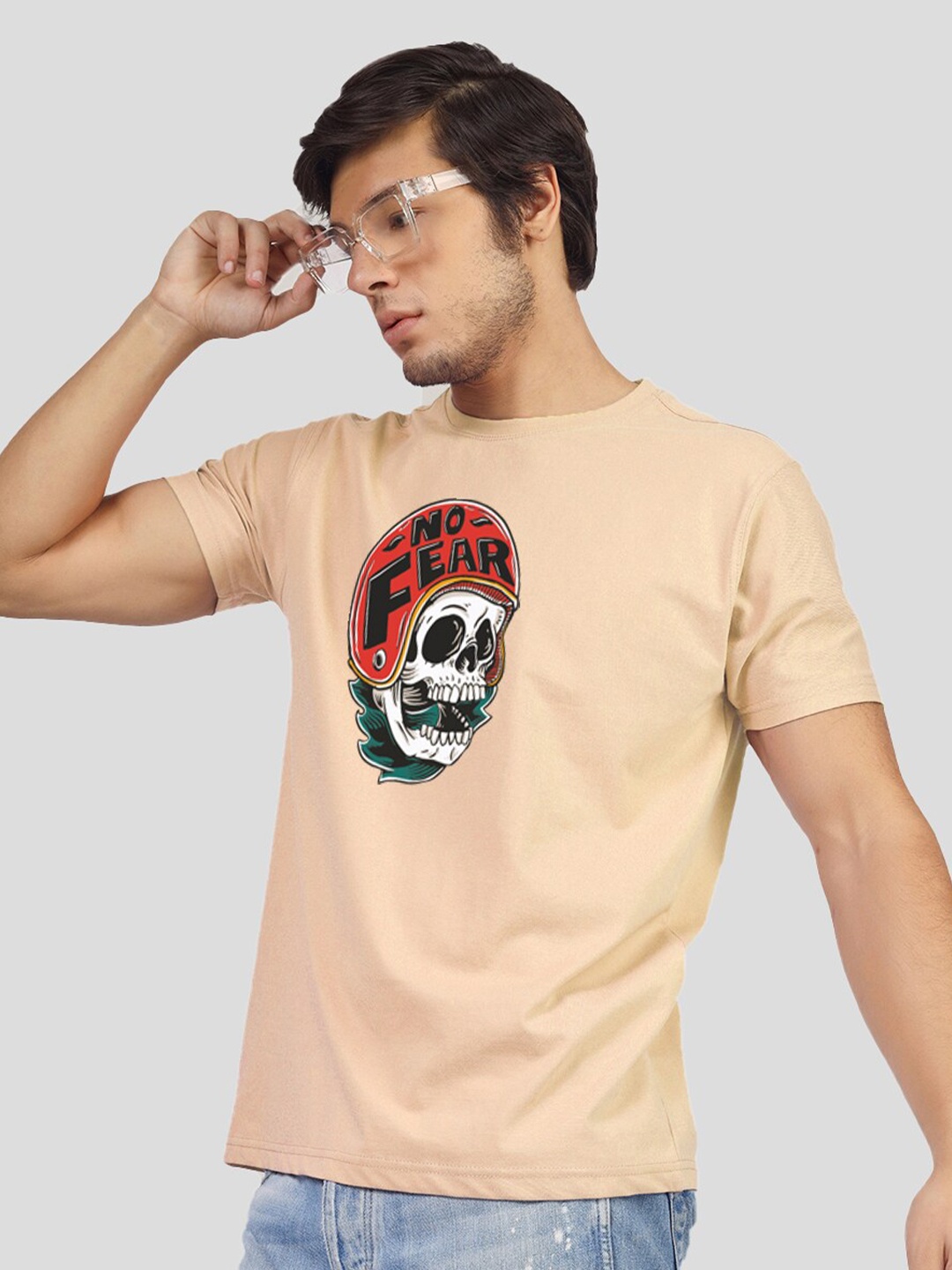 Greylongg Graphic Printed T-shirt, Beige