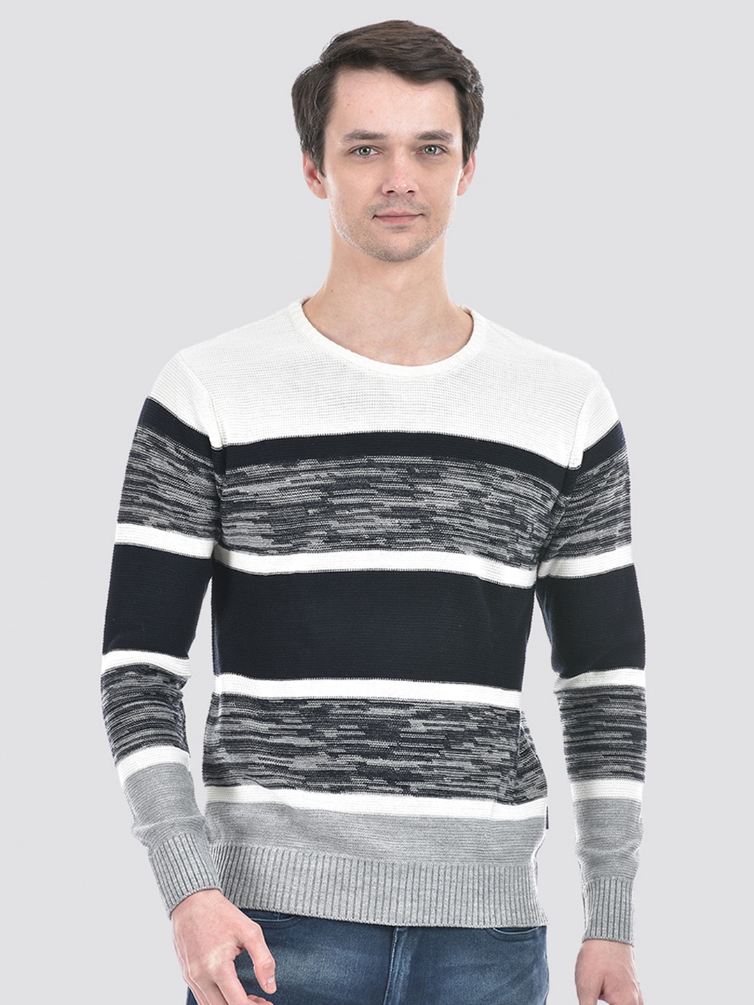 

Numero Uno Colourblocked Acrylic Pullover, Grey
