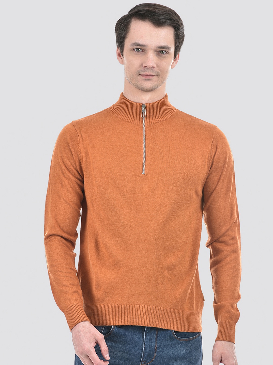 

Numero Uno Mock Collar Acrylic Pullover, Rust