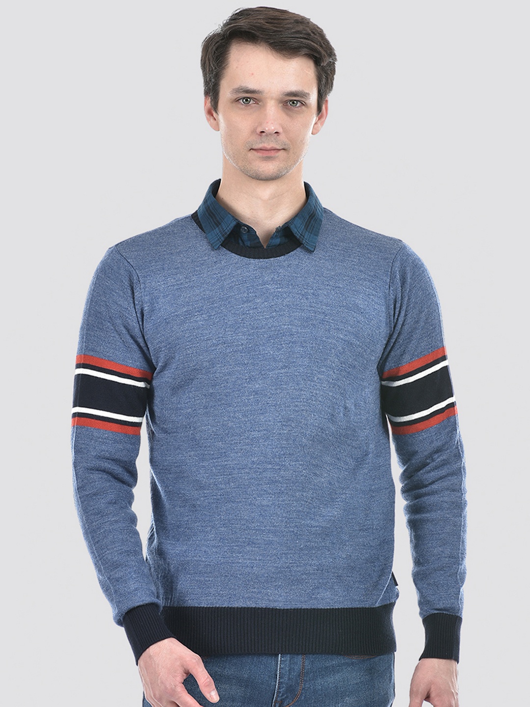 

Numero Uno Round Neck Acrylic Pullover, Blue