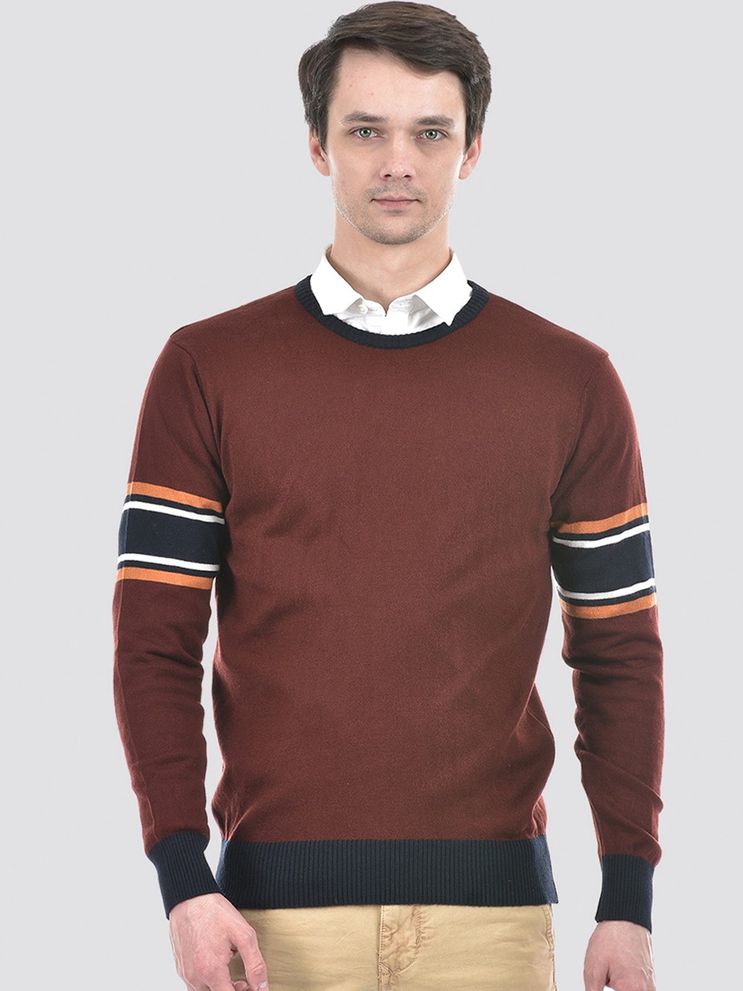 

Numero Uno Round Neck Long Sleeves Acrylic Pullover Sweater, Maroon