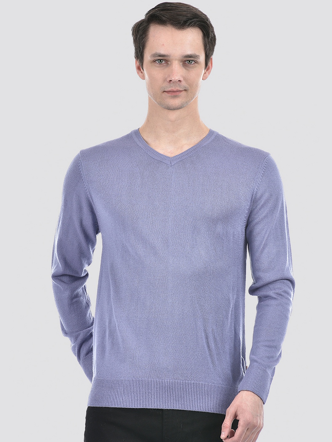 

Numero Uno V-Neck Long Sleeves Acrylic Pullover Sweater, Lavender