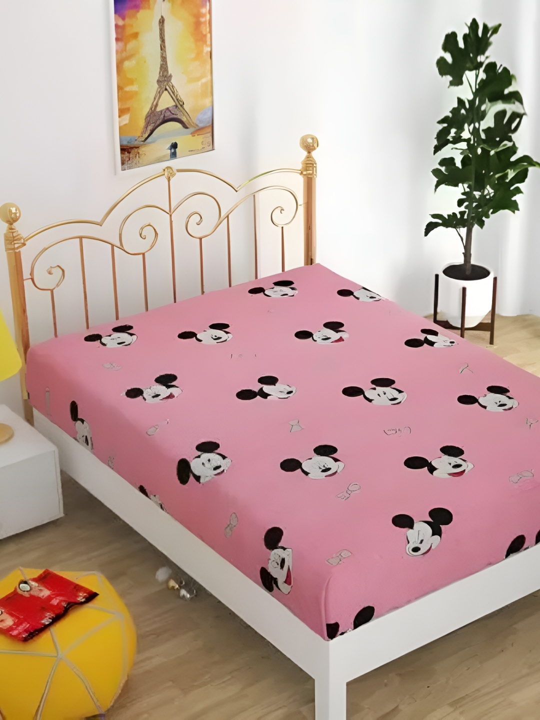 

Supreme Home Collective Pink & Black Cartoon Characters Microfiber 144 TC Single Bedsheet