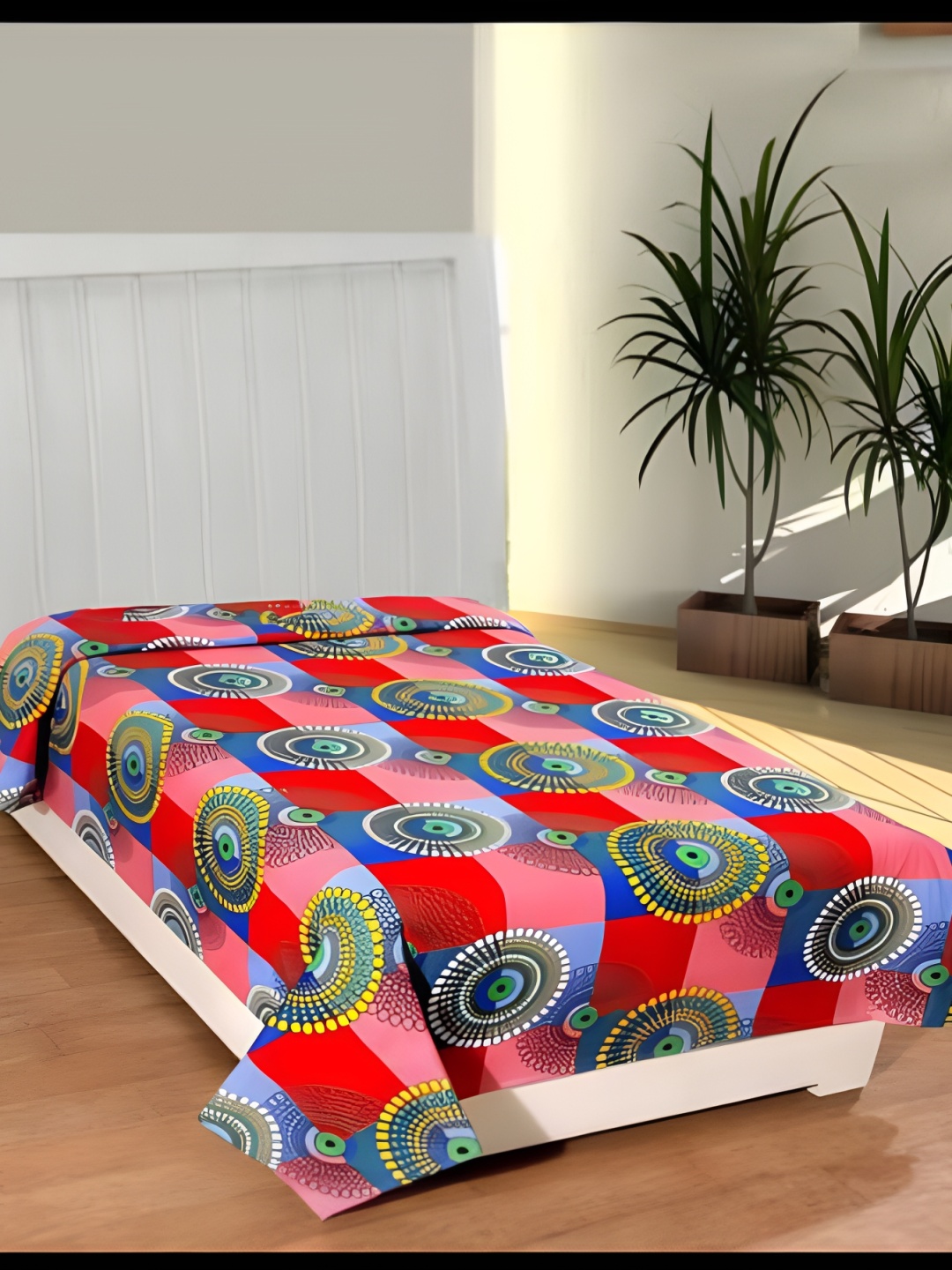 

Supreme Home Collective Red Geometric 144 TC Single Bedsheet with Pillow Covers