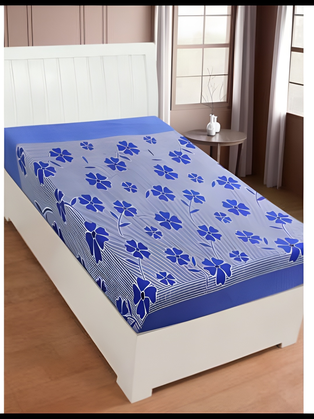 

Supreme Home Collective Blue Floral 144 TC Single Bedsheet with Pillow Covers