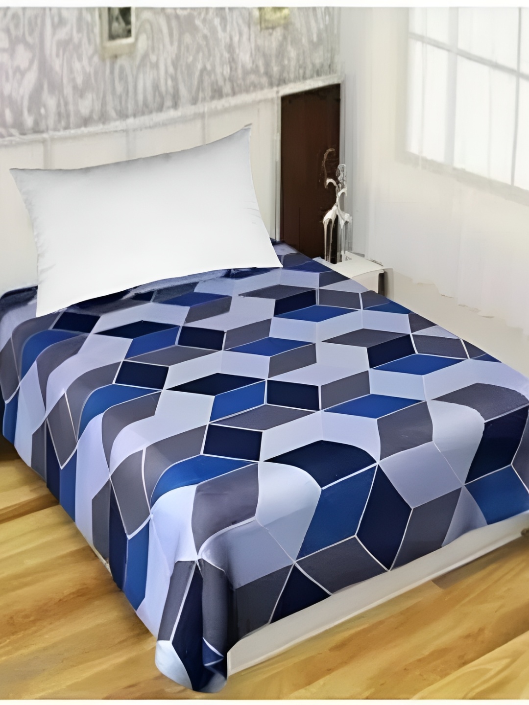 

Supreme Home Collective Blue & Grey Geometric Microfiber 144 TC Single Bedsheet