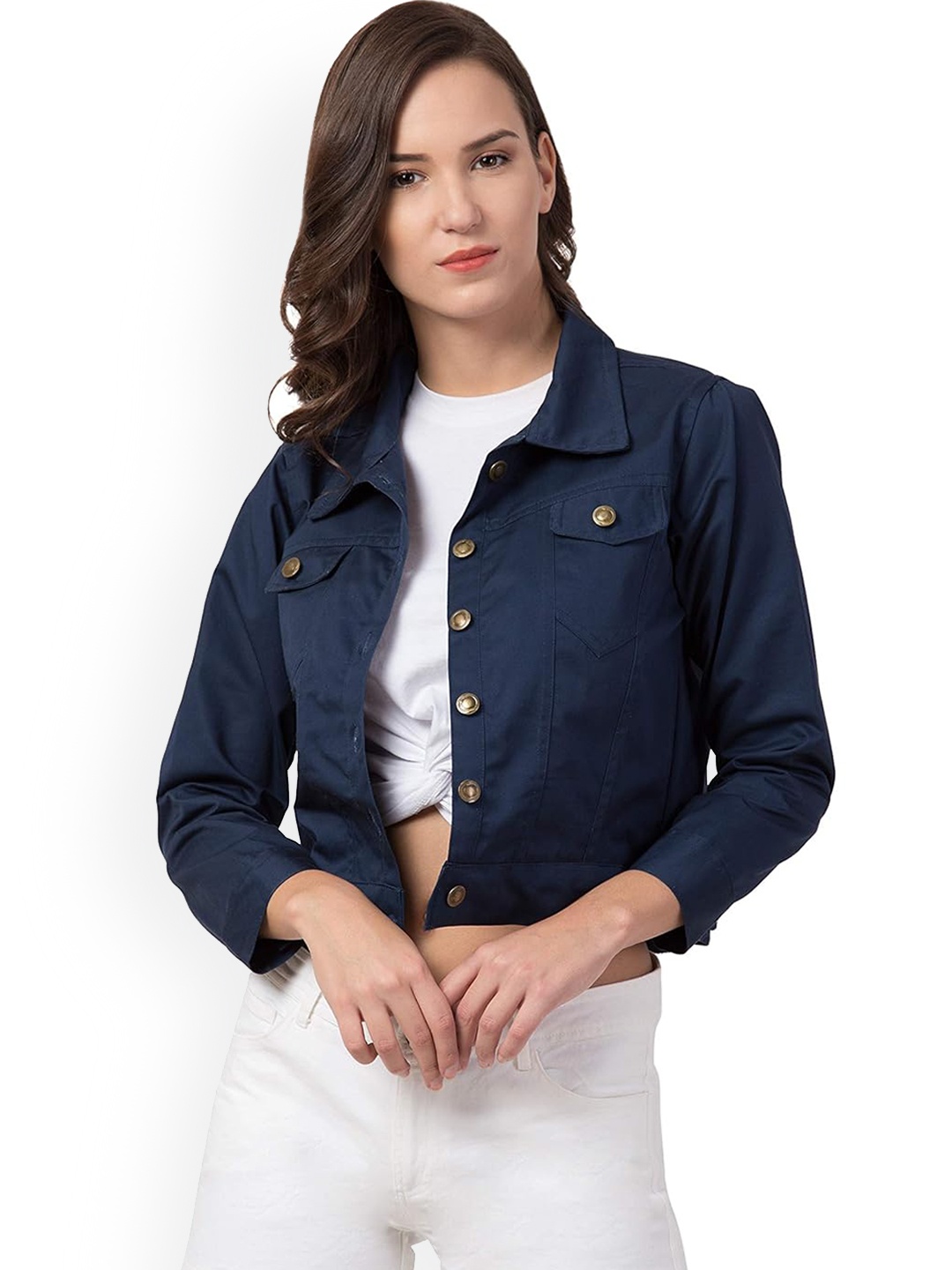 

BAESD Cotton Crop Denim Jacket, Blue