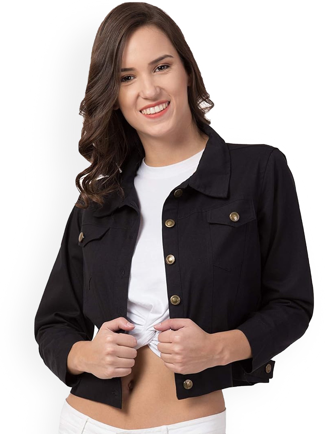 

BAESD Cotton Crop Denim Jacket, Black