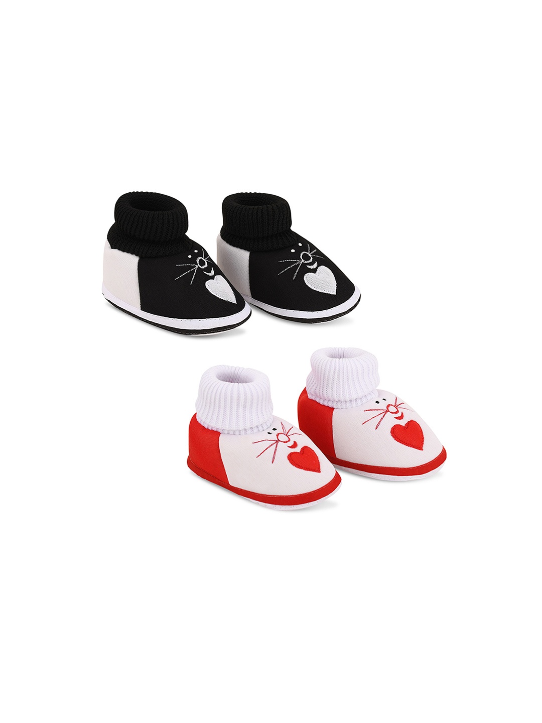 

Smartots Infant Kids Set Of 2 Colourblocked Pure Cotton Booties, Black