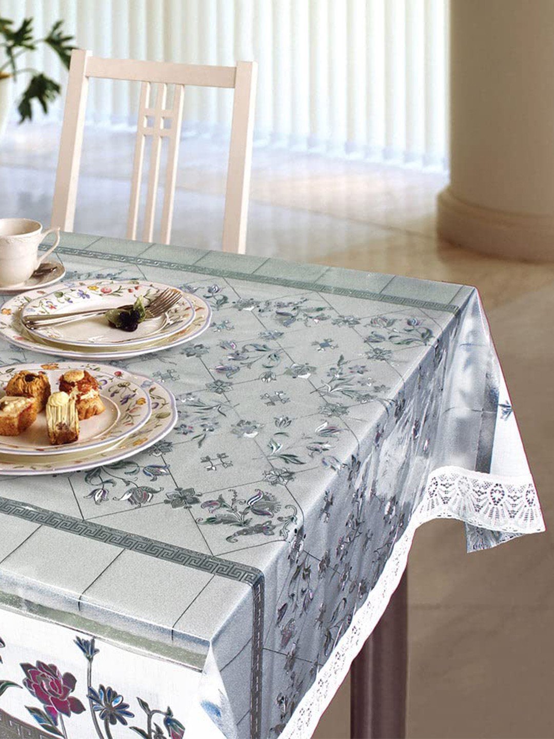 

Freelance Grey Floral Printed Waterproof 8-Seater Crack Resistant Table Cover