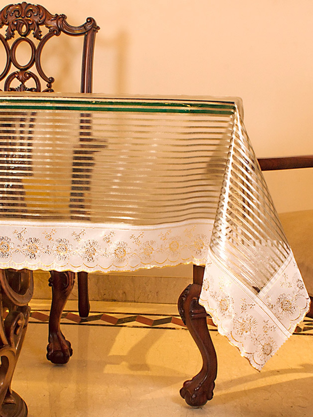 

Freelance Gold-Toned Striped Printed Waterproof 4-Seater Table Cover