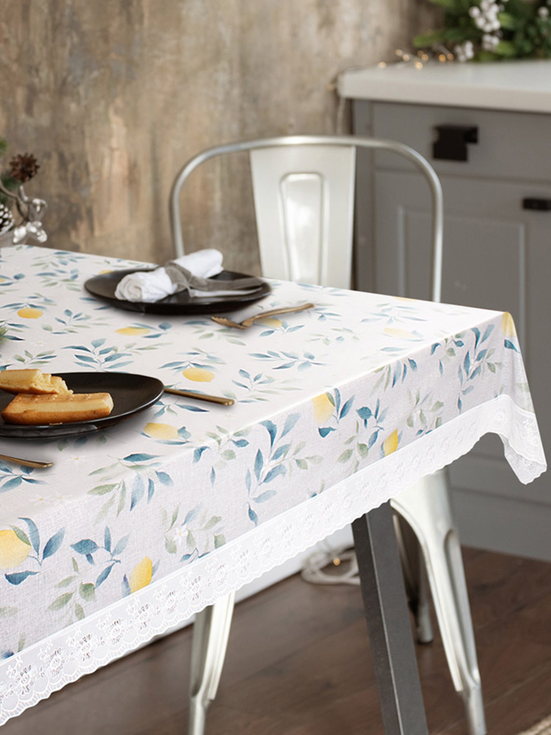 

Freelance Grey & Yellow Waterproof Floral Printed 8 Seater Table Cover