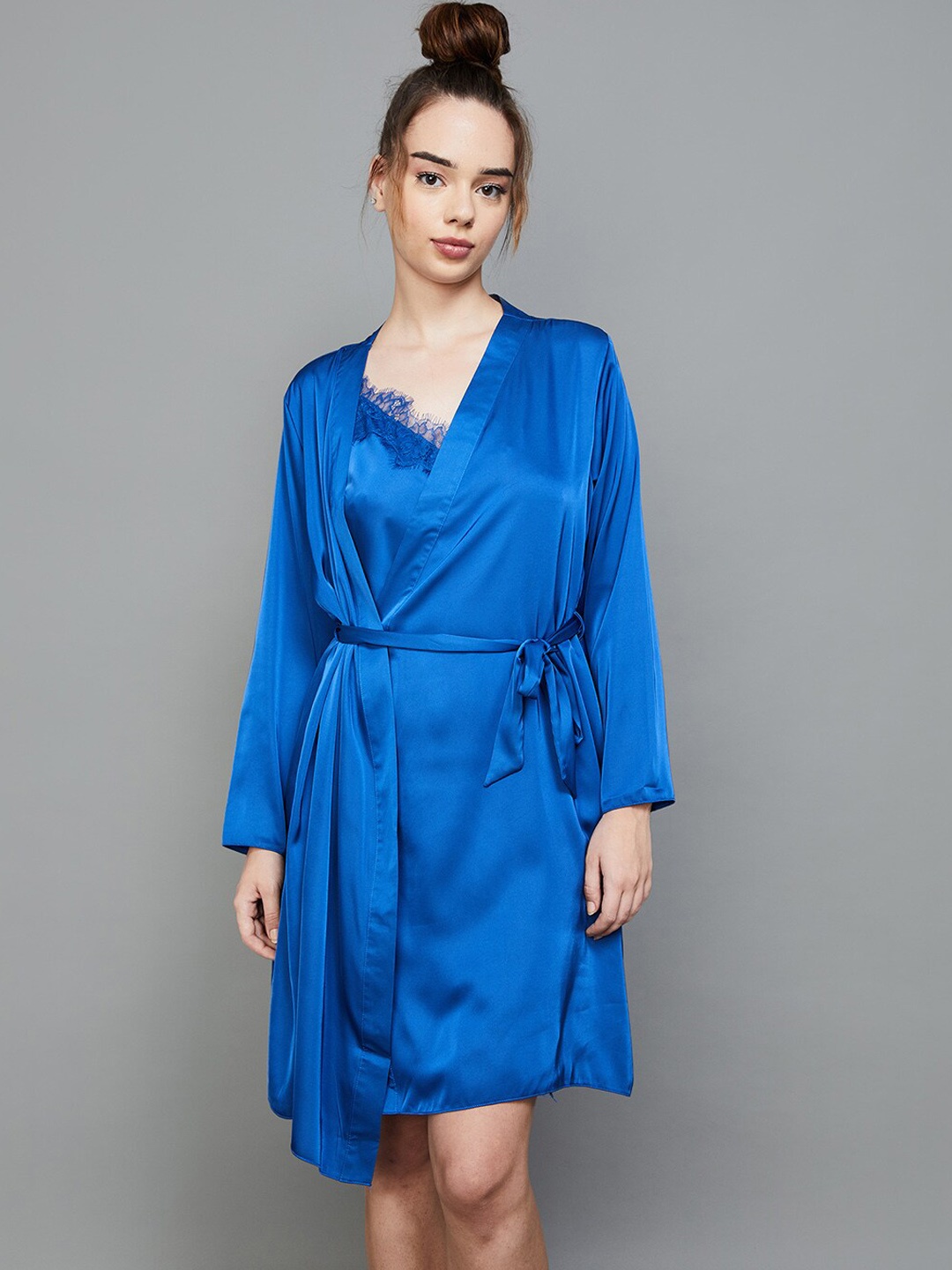 

Ginger by Lifestyle Wrap Nightdress With Robe, Blue