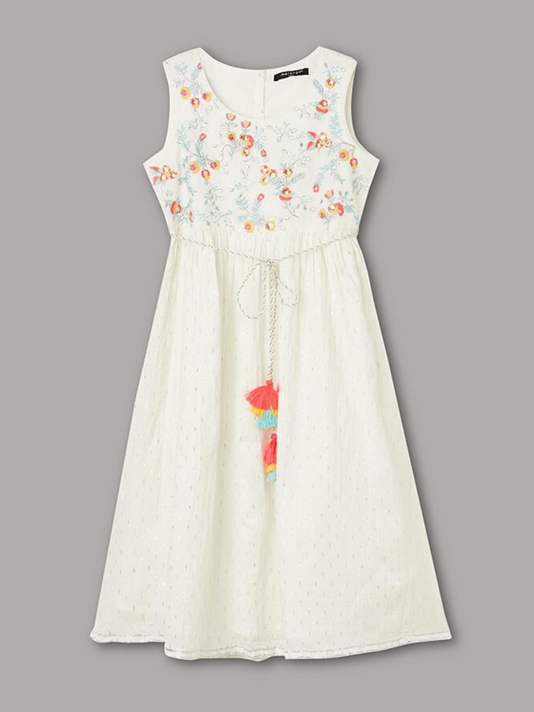 

Melange by Lifestyle Girls Floral Embroidered A-Line Dress, White