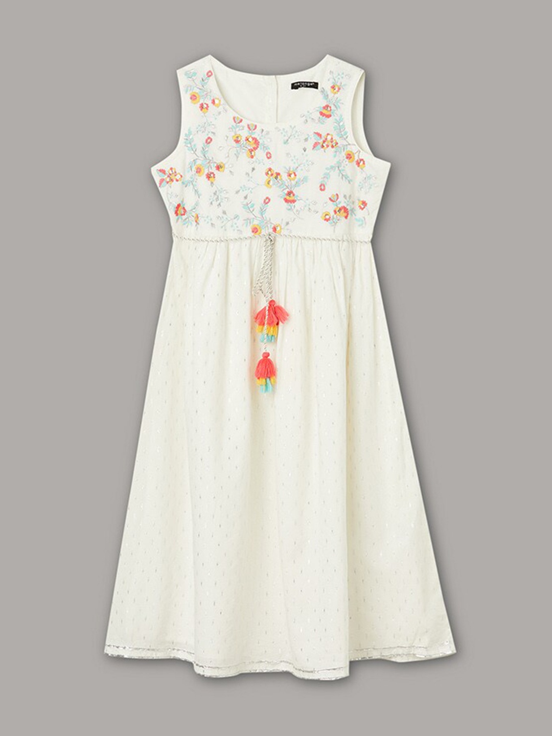 

Melange by Lifestyle Girls Floral Embroidered A-Line Dress, White