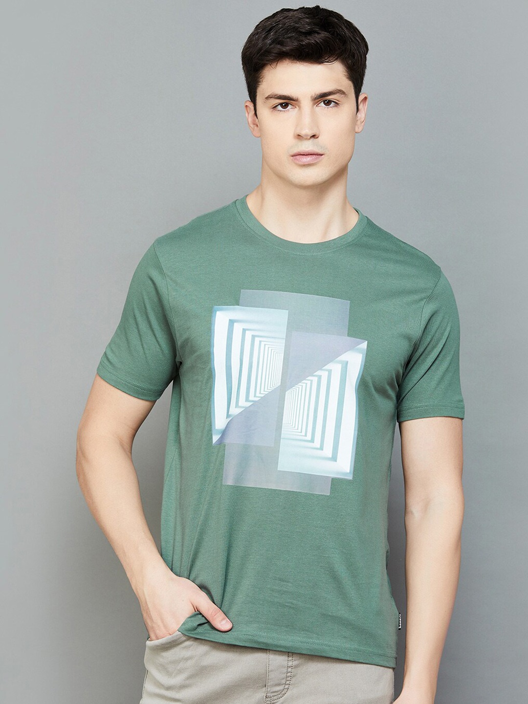 

Bossini Printed Cotton T-shirt, Green