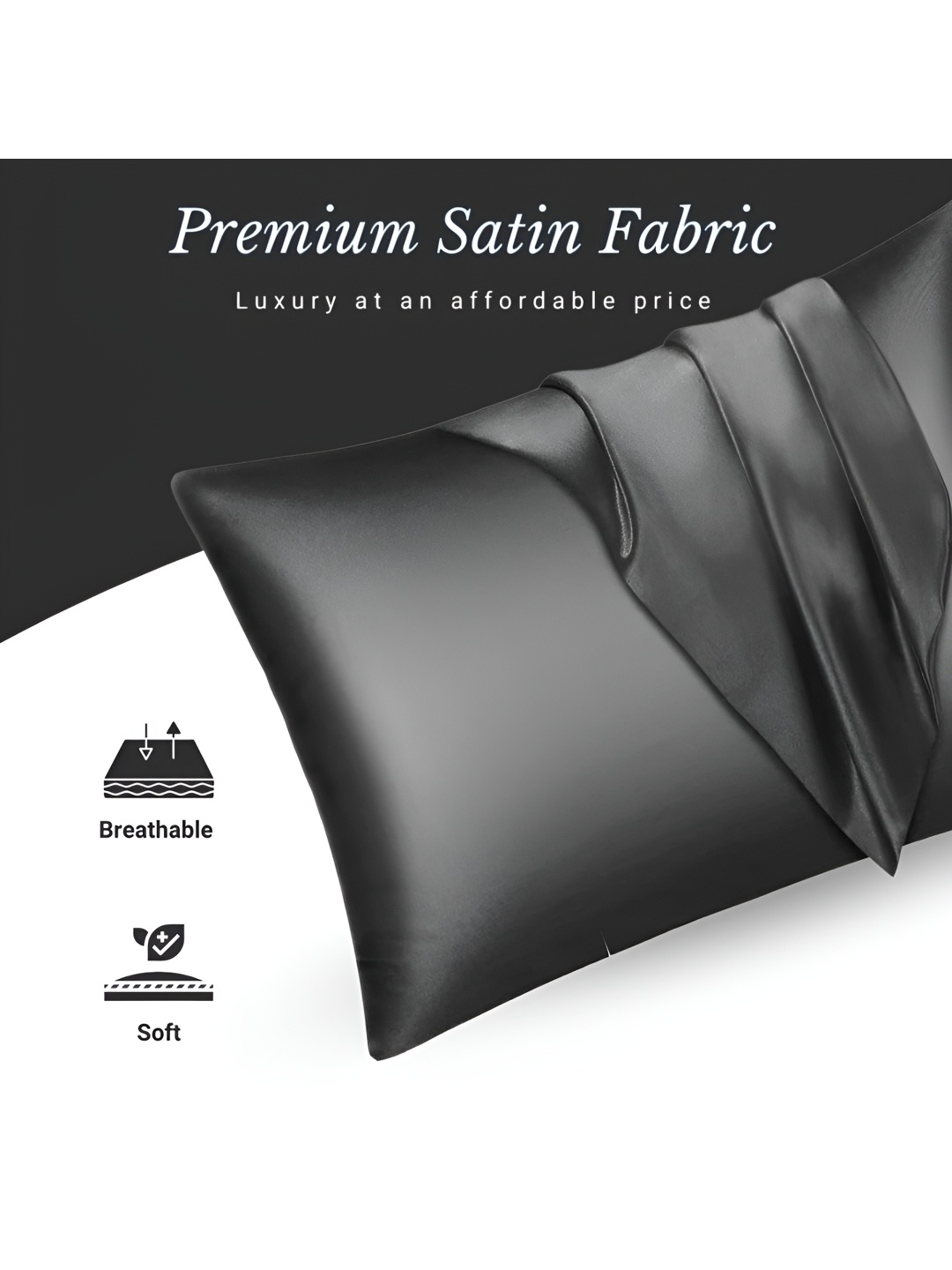 

DPK Black 2 Pieces Satin Rectangle Pillow Covers